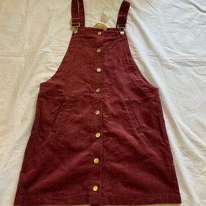 🆕 NWT New Harper Maroon Corduroy Romper Overall Dress Francesca’s